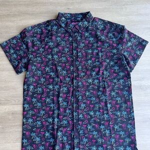 Men's Black Tropical Print Shirt